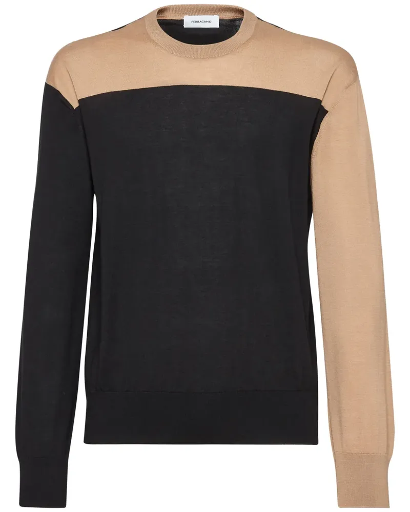 Ferragamo Kaschmirpullover in Colour-Block-Optik - Nude Nude
