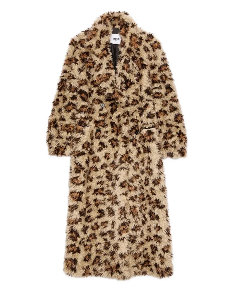 MSGM leopard-print belted coat - Braun Braun