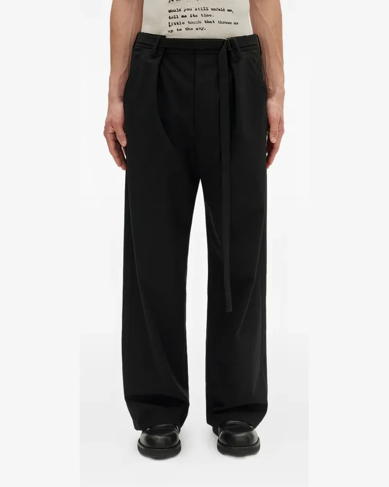 Ann Demeulemeester Bundfaltenhose mit Gürtel - Schwarz Schwarz