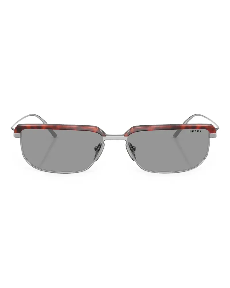 Prada Eckige Sonnenbrille in Schildpattoptik - Silber Silber