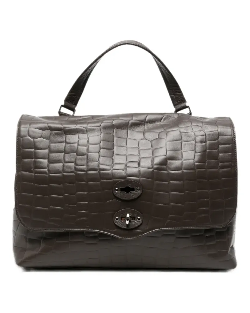 Zanellato Postina croc-effect leather tote bag - Braun Braun