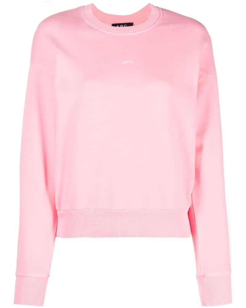 A.P.C. Sweatshirt mit Logo-Print Rosa