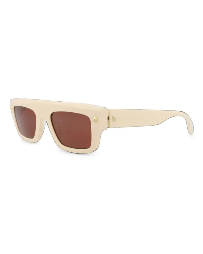 Alexander McQueen stud-embellished rectangle-frame sunglasses - Nude Nude