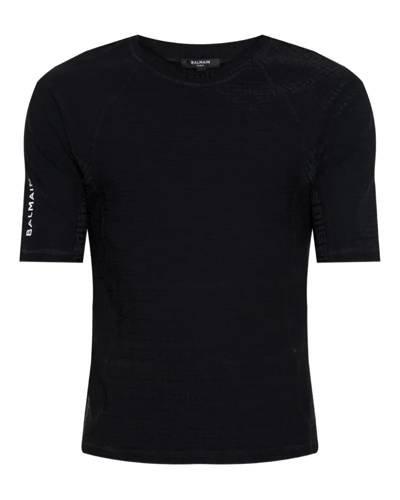 Balmain T-Shirt mit geometrischem Muster - Schwarz Schwarz