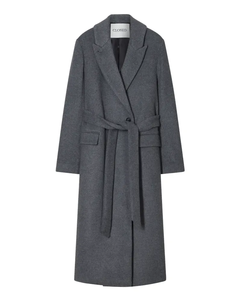 Closed belted notched-lapels coat - Grau Grau
