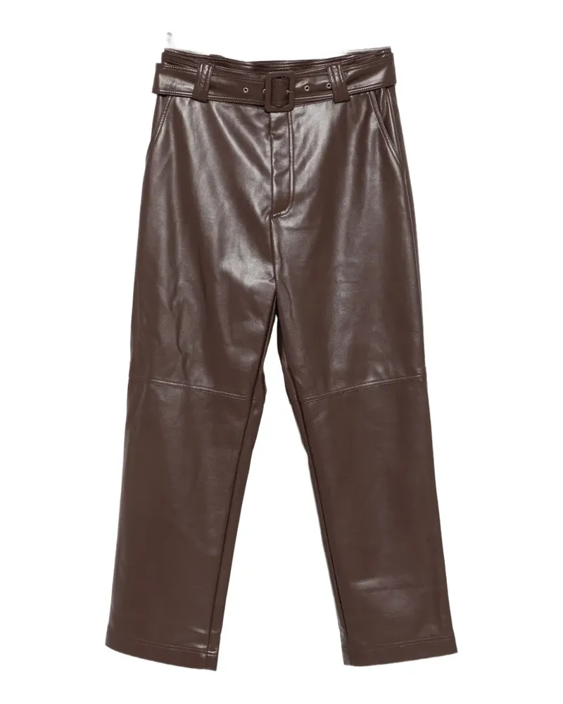 Twin-Set belted faux-leather trousers - Braun Braun