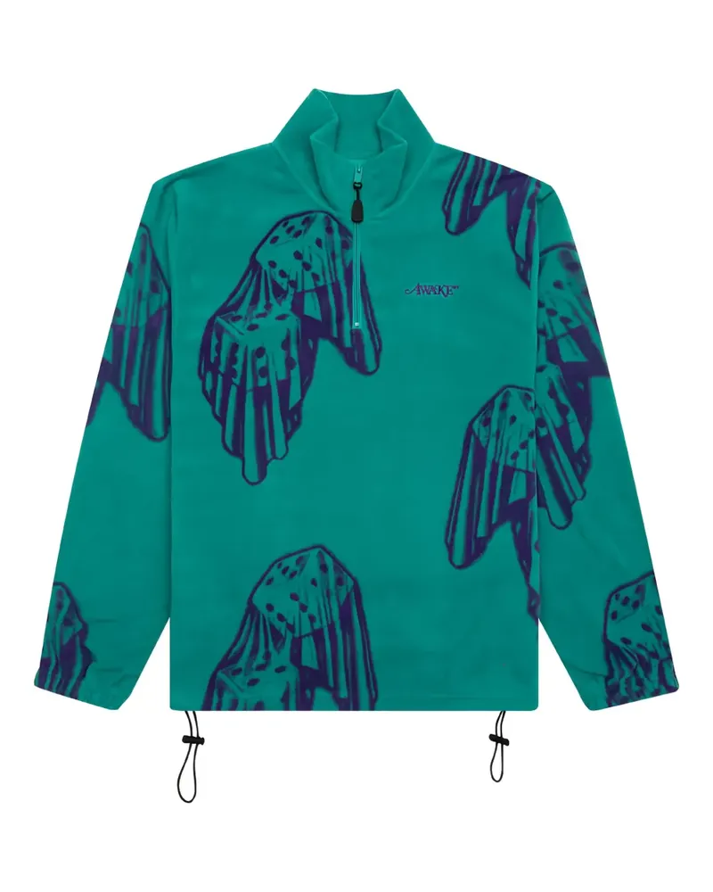 AWAKE NY Fleece-Sweatshirt mit Würfel-Print - Grün Grün