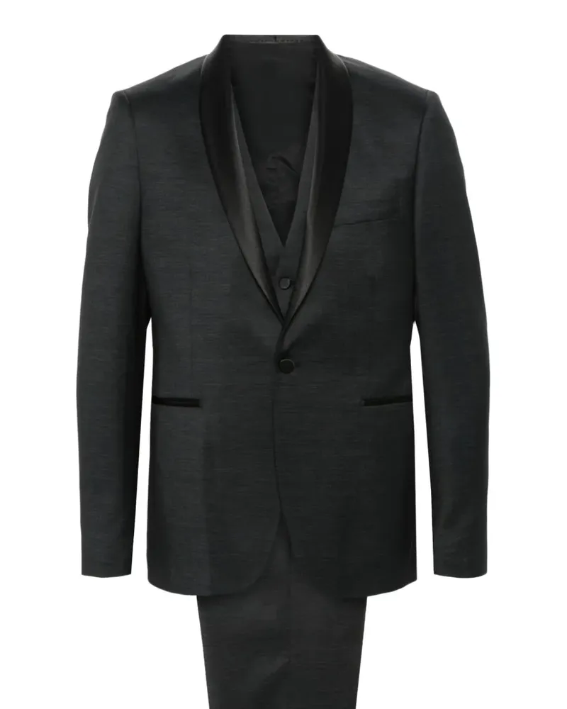 Tagliatore satin shawl lapels suit - Grau Grau