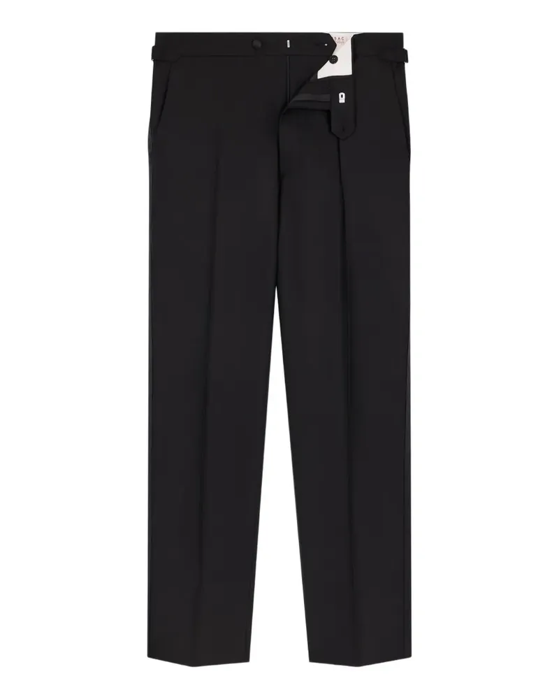 FURSAC satin-trimmed virgin-wool trousers - Schwarz Schwarz