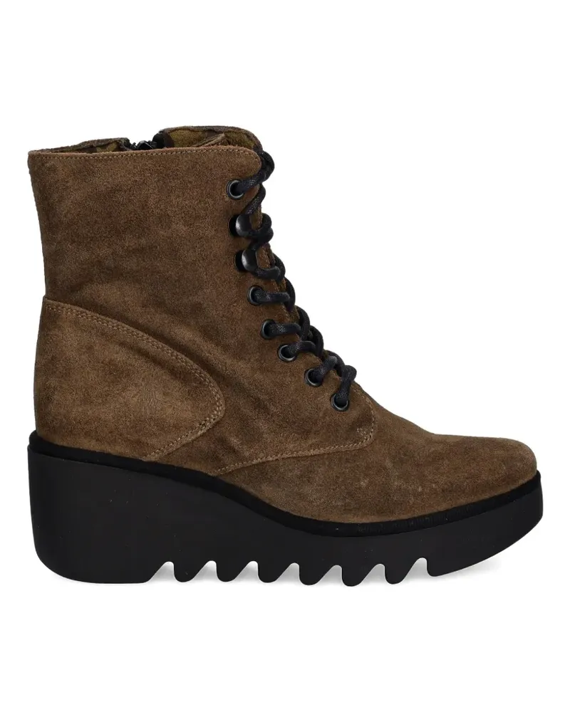 Fly London lace-up wedge-heel boots - Braun Braun