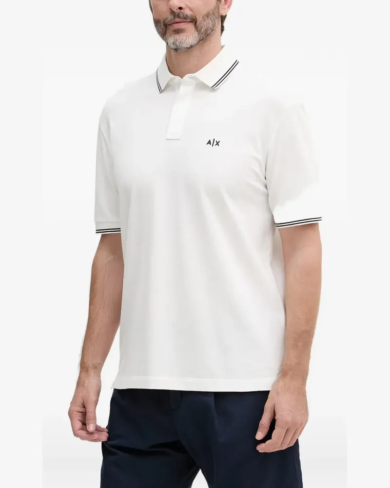 Armani Exchange logo-embroidered tipped polo shirt - Weiß Weiß