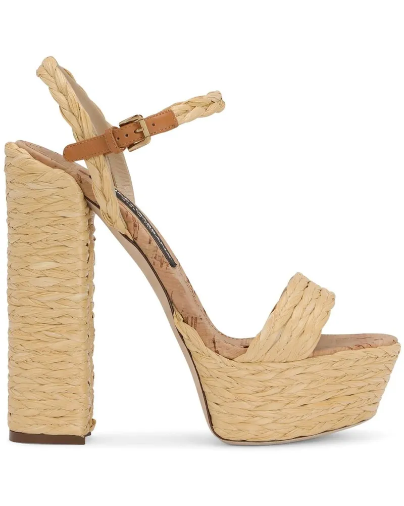 Dolce & Gabbana Plateau-Sandalen aus Bast 145mm - Nude Nude