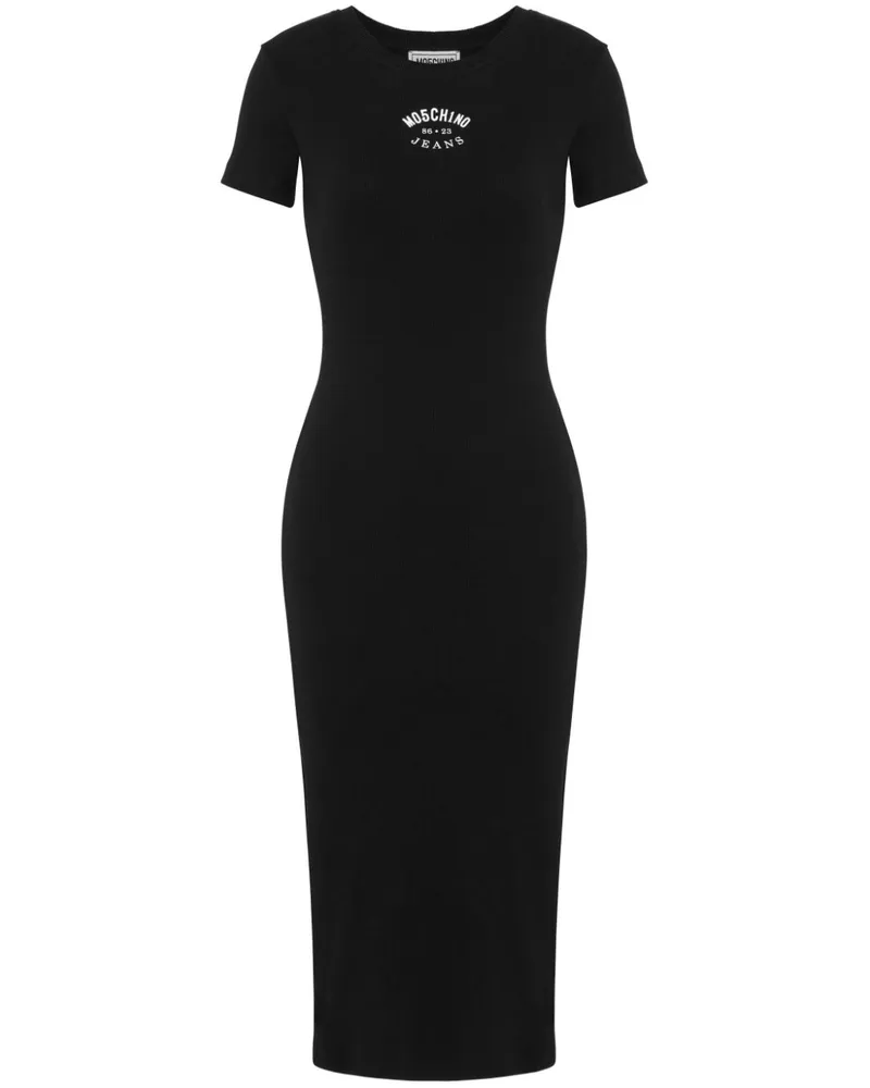 Moschino Geripptes Midikleid - Schwarz Schwarz