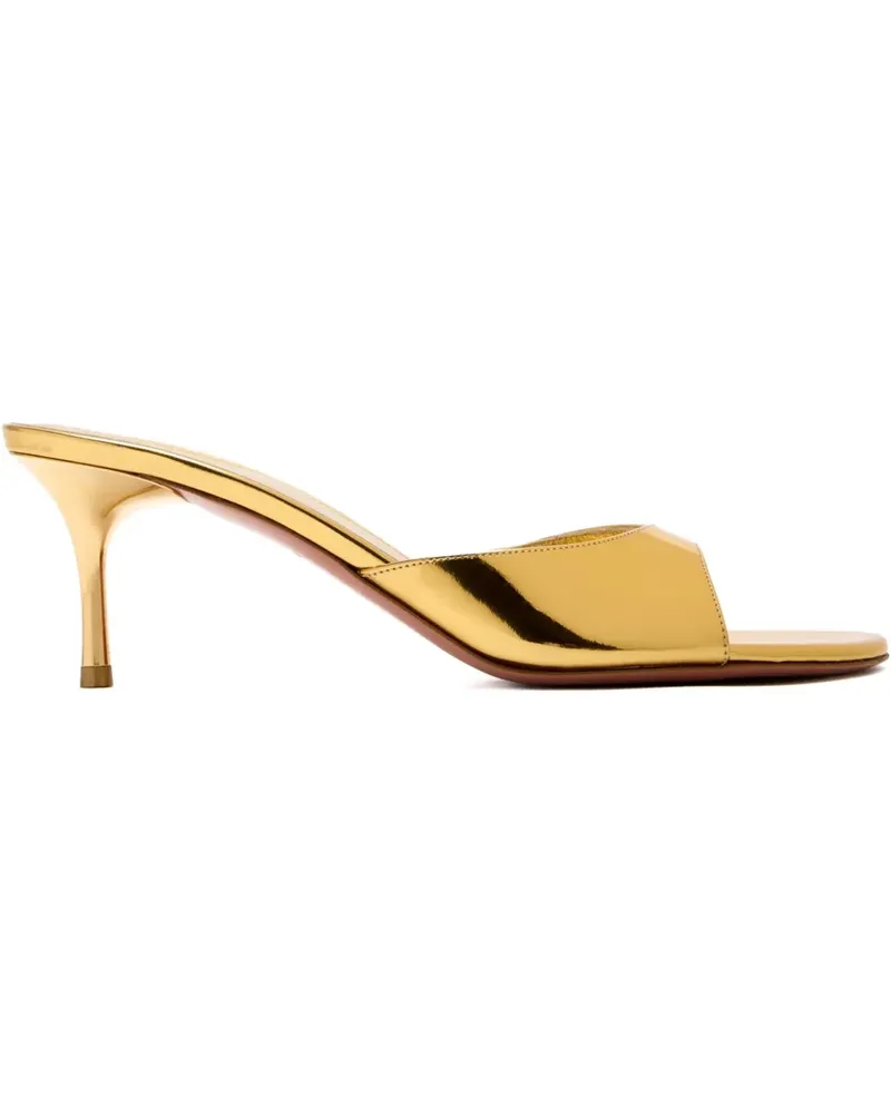 Amina Muaddi Jeanne Mules im Metallic-Look 60mm - Gold Gold