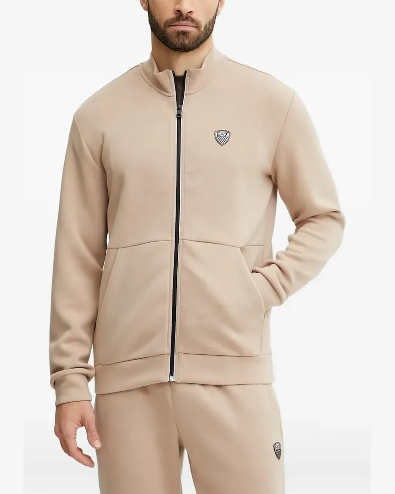 EA7 Sweatshirtjacke mit Logo-Schild - Nude Nude