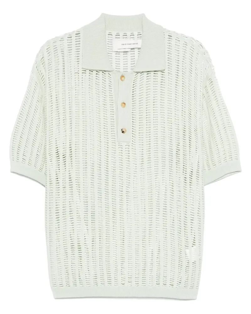 Feng Chen Wang Poloshirt mit Lochstrickmuster - Grün Grün