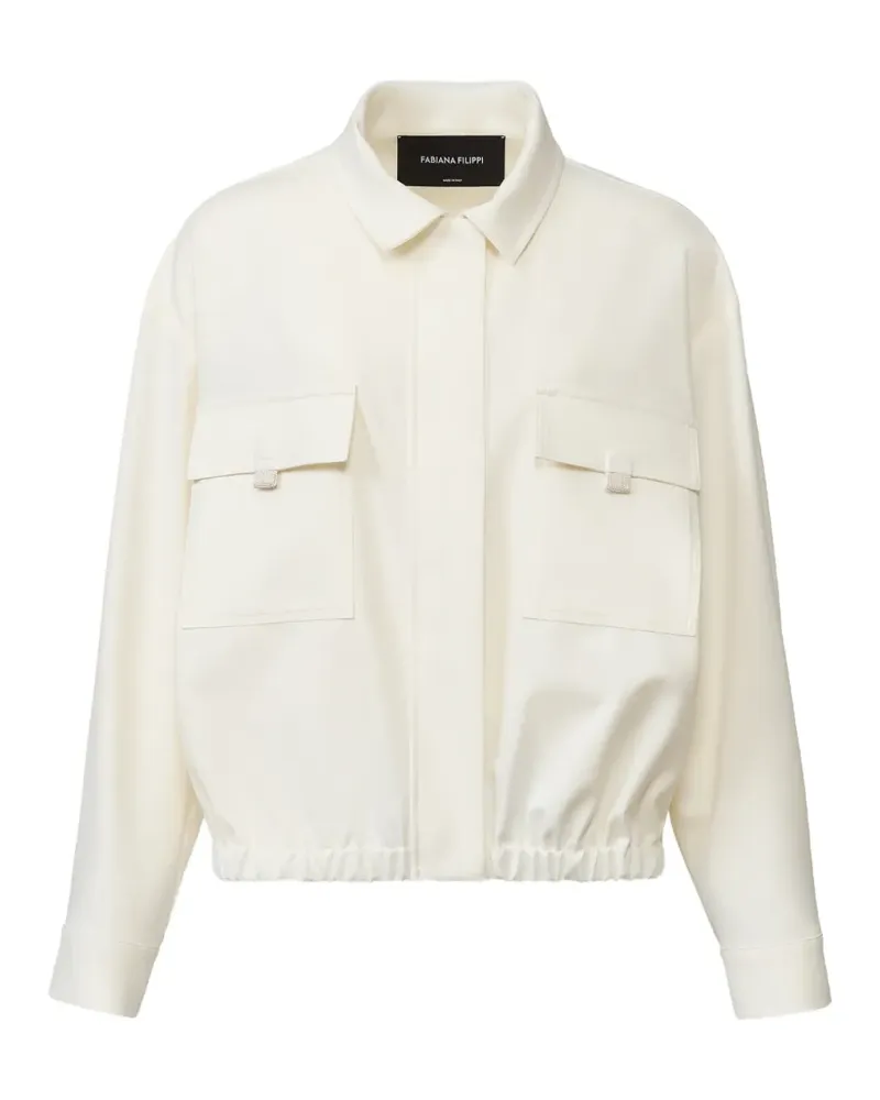 Fabiana Filippi elasticated-hem flap-pocket bomber jacket - Nude Nude