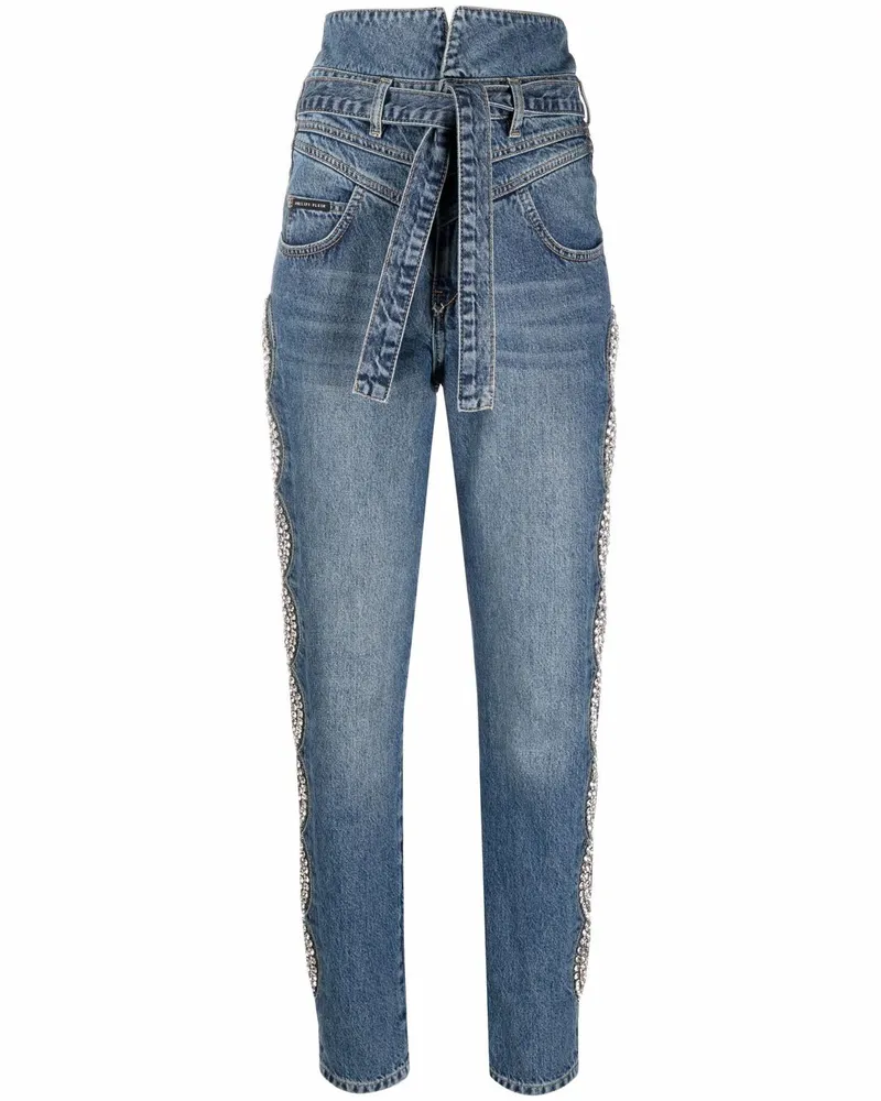 Philipp Plein Taillenhohe Jeans - Blau Blau