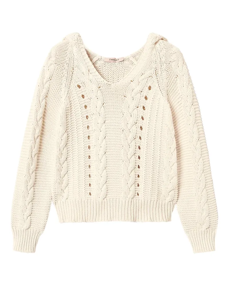 Twin-Set Hoodie mit Zopfmuster - Nude Nude