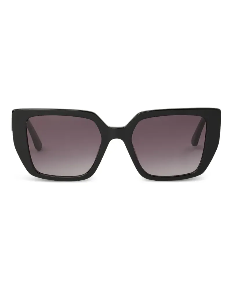 Karl Lagerfeld Eckige Glam Autograph Sonnenbrille mit Logo - Schwarz Schwarz