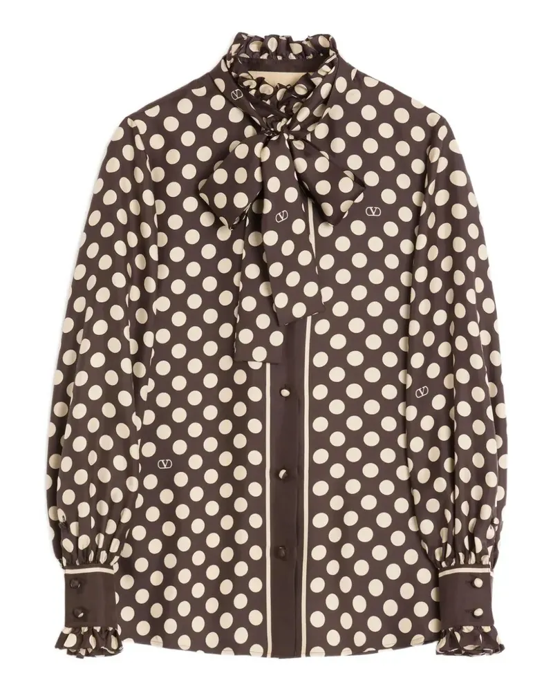 Valentino Garavani Gerüschtes Hemd mit Plus de Pois-Print - Braun Braun