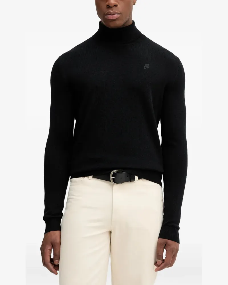 Karl Lagerfeld Rollkragenpullover mit Logo - Schwarz Schwarz