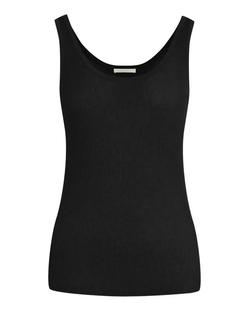 12 STOREEZ Lattice ribbed tank top - Schwarz Schwarz