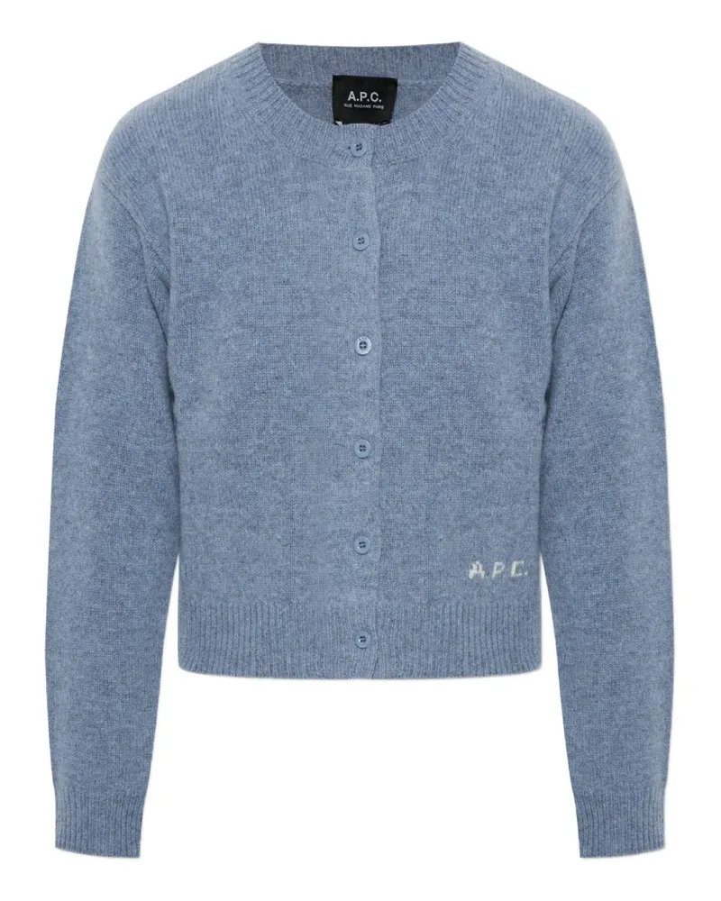 A.P.C. logo-detail cardigan - Blau Blau