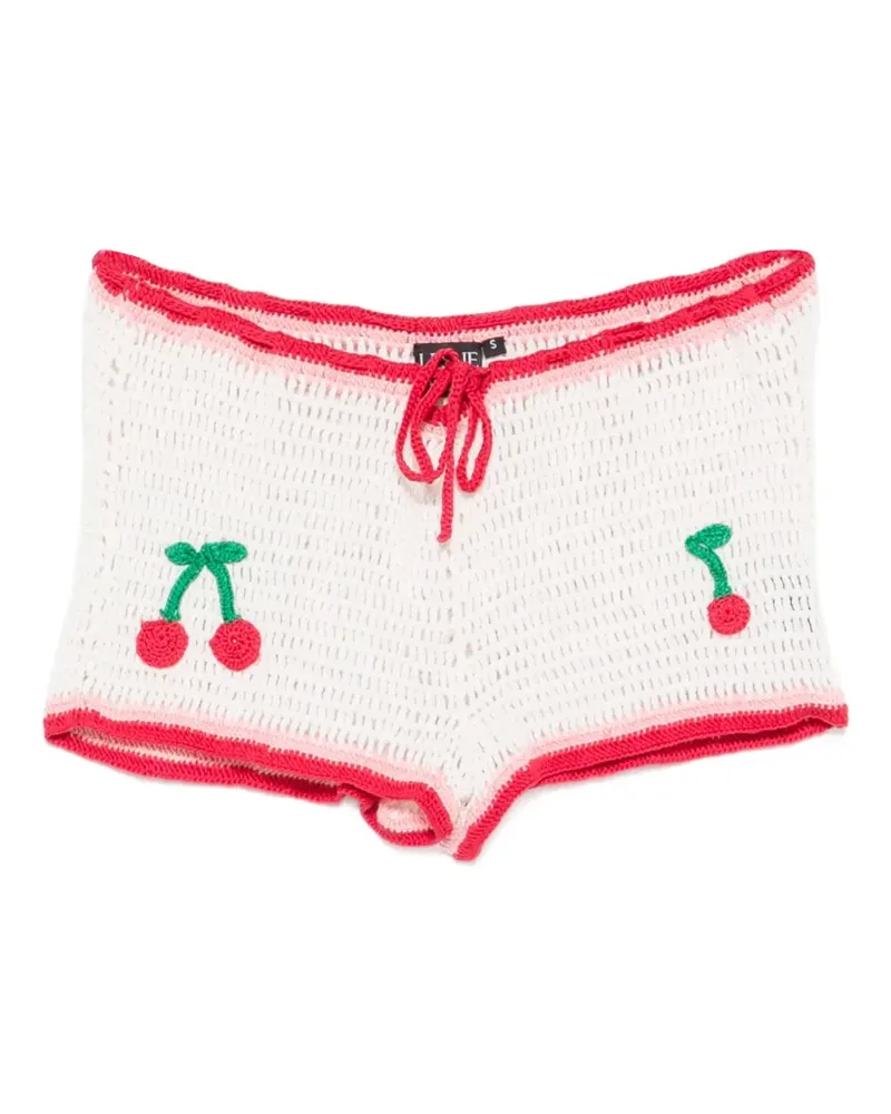 Leslie Amon cherry-appliqué crochet shorts - Weiß Weiß