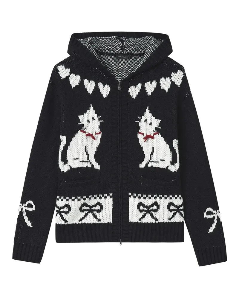 Tout a Coup intarsia-knit cat-motif hoodie - Schwarz Schwarz