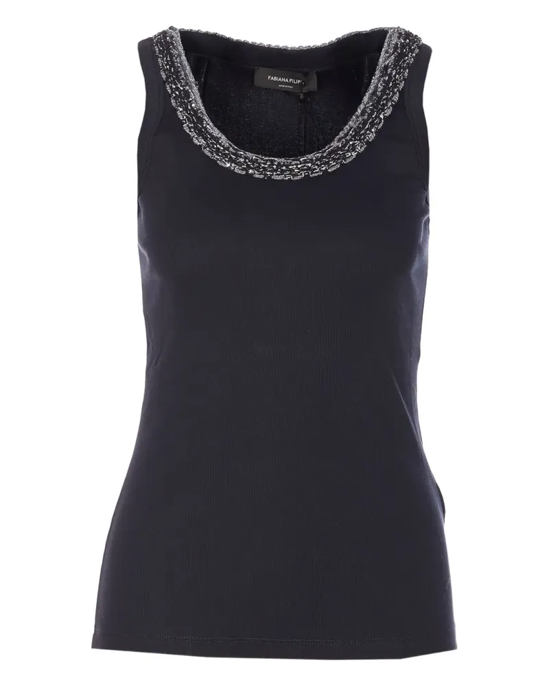 Fabiana Filippi crew-neck embellished-trim tank top - Blau Blau