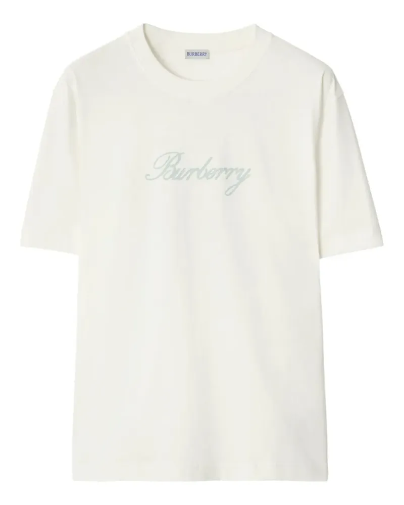 Burberry T-Shirt mit kursivem Logo - Weiß Weiß