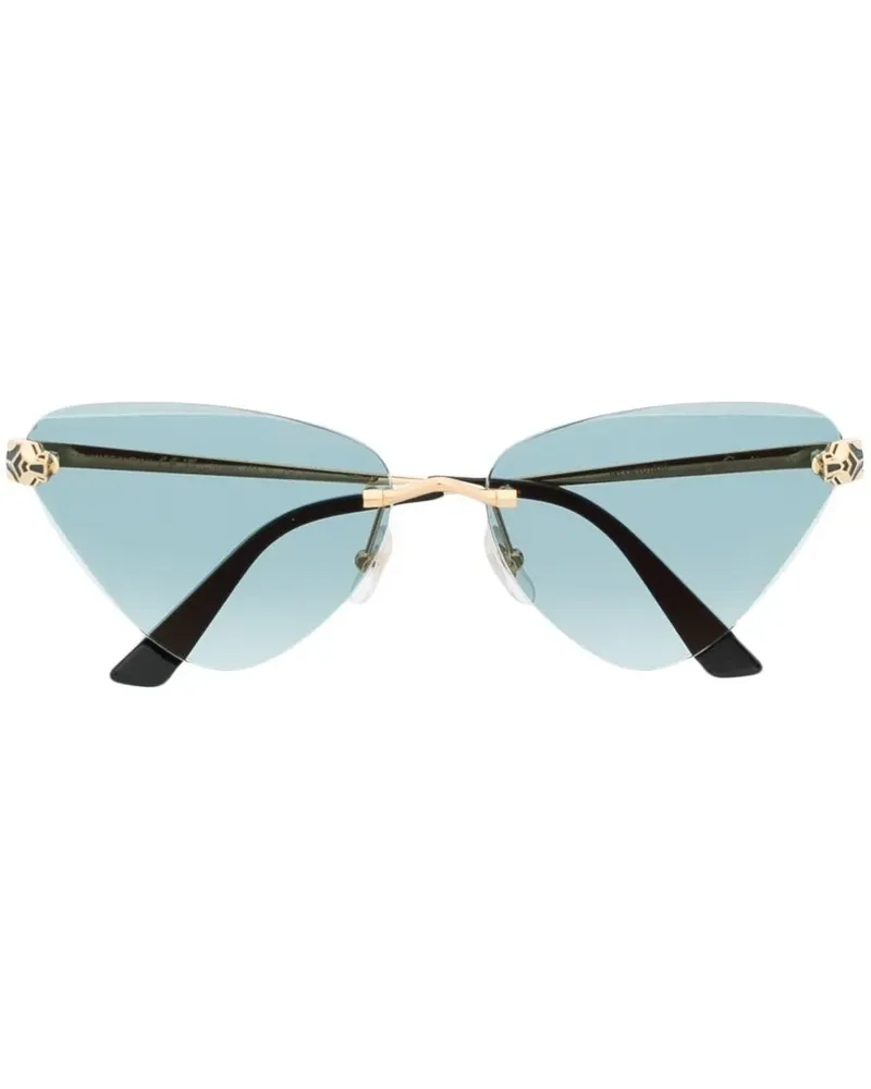 Cartier Rahmenlose Cat-Eye-Sonnenbrille - Schwarz Schwarz