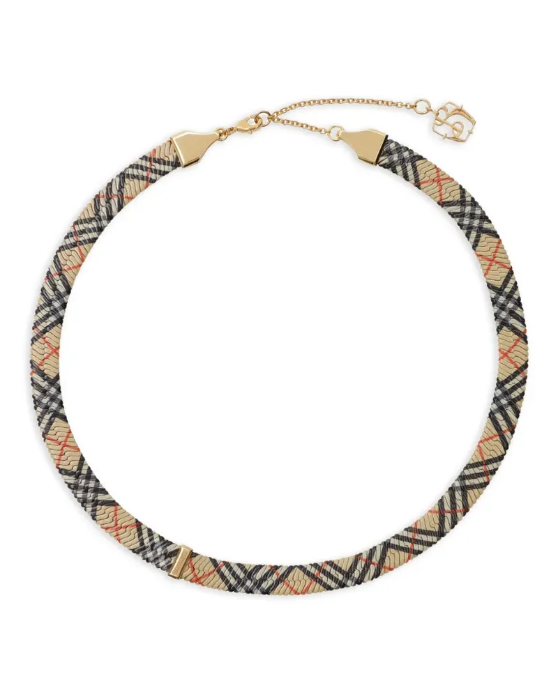 Burberry check print necklace - Gold Gold