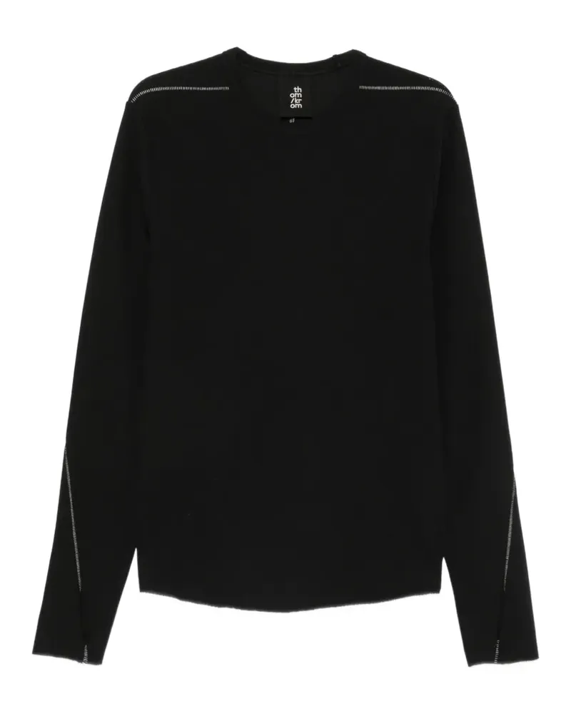 THOM KROM Langarmshirt mit Kontrastnähten - Schwarz Schwarz