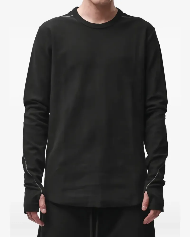 THOM KROM Langarmshirt mit Kontrastnähten - Schwarz Schwarz