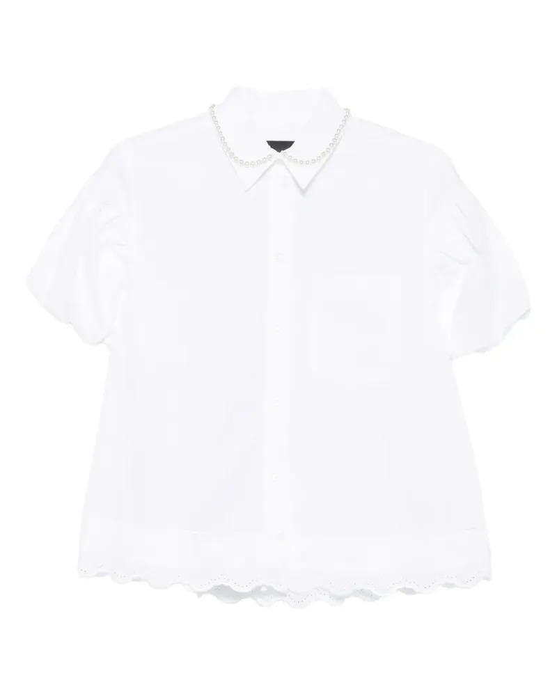 Simone Rocha pearl-embellished broderie-anglaise shirt - Weiß Weiß