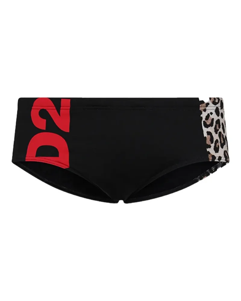 Dsquared2 Badehose mit Leoparden-Print - Schwarz Schwarz