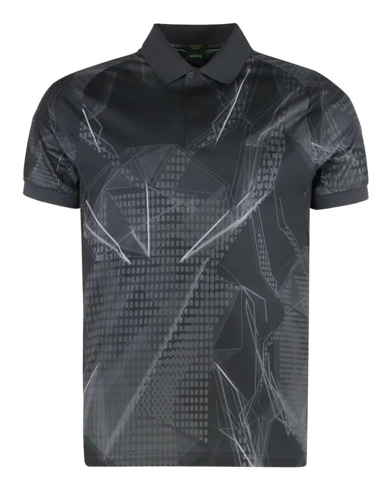 HUGO BOSS Paddy Poloshirt mit grafischem Print - Schwarz Schwarz