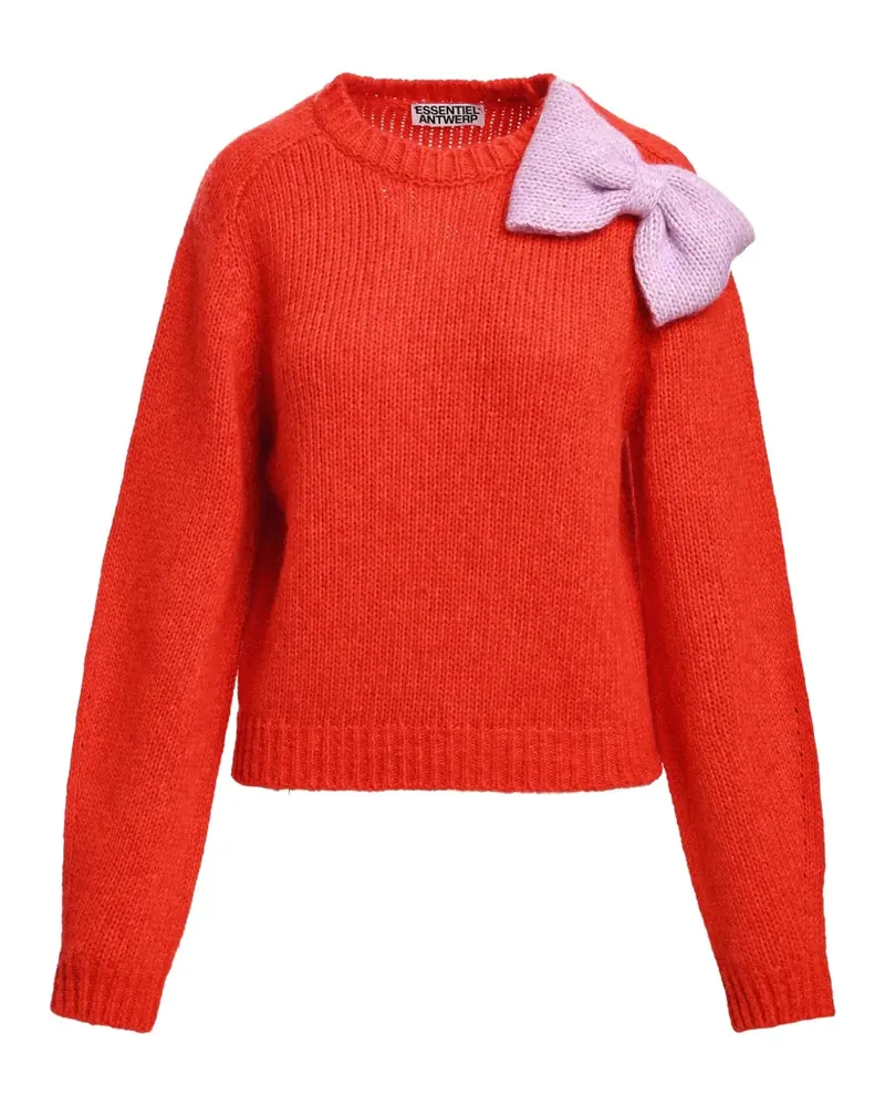Essentiel Kollier Pullover mit Schleife - Rot Rot