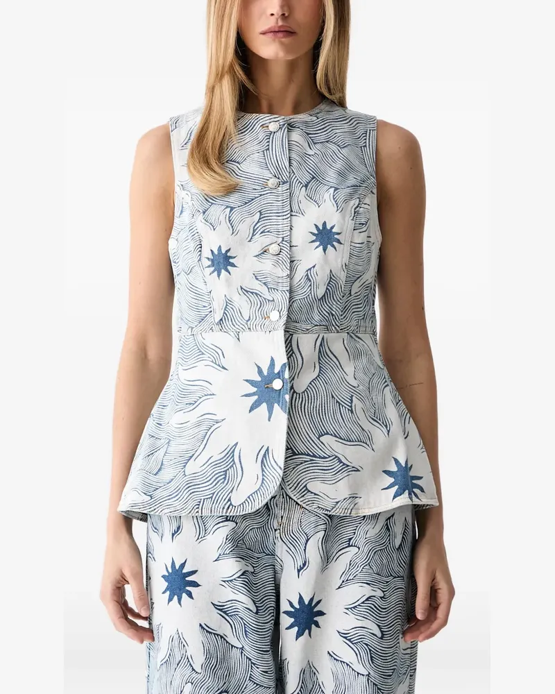 Never Fully Dressed sun-print waistcoat - Weiß Weiß