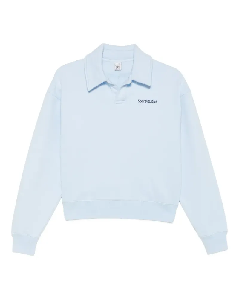 SPORTY & RICH Elfi Pullover mit Logo - Blau Blau