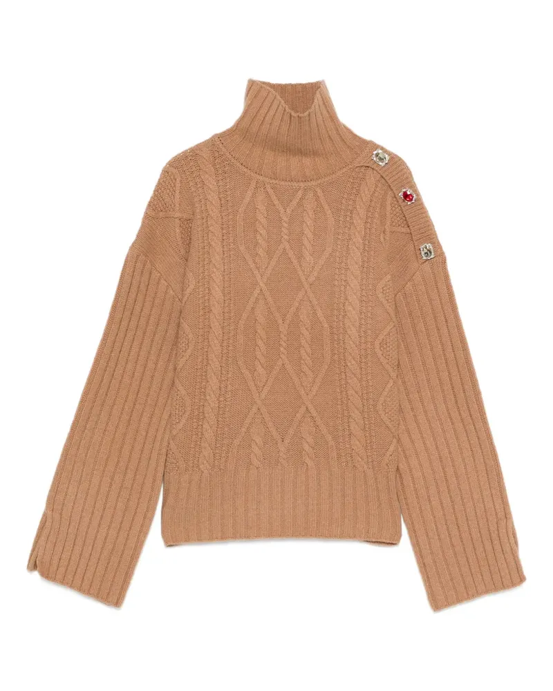 Liu Jo cable-knit embellished sweater - Nude Nude