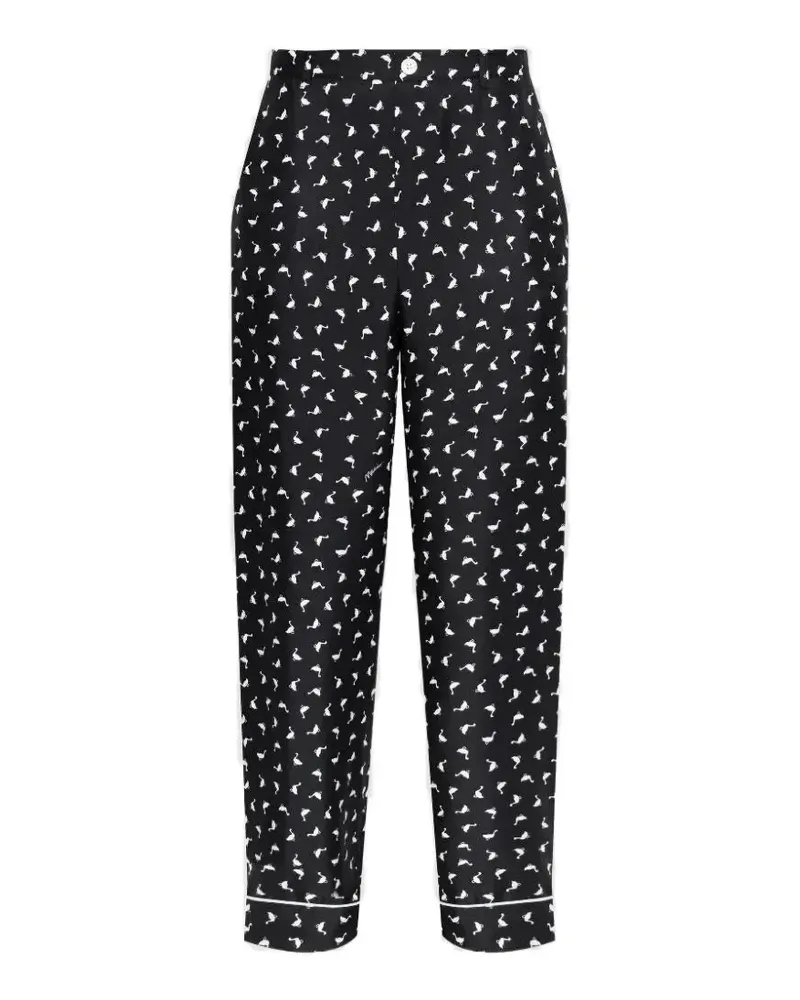 Moschino Hose mit Schwan-Print - Schwarz Schwarz