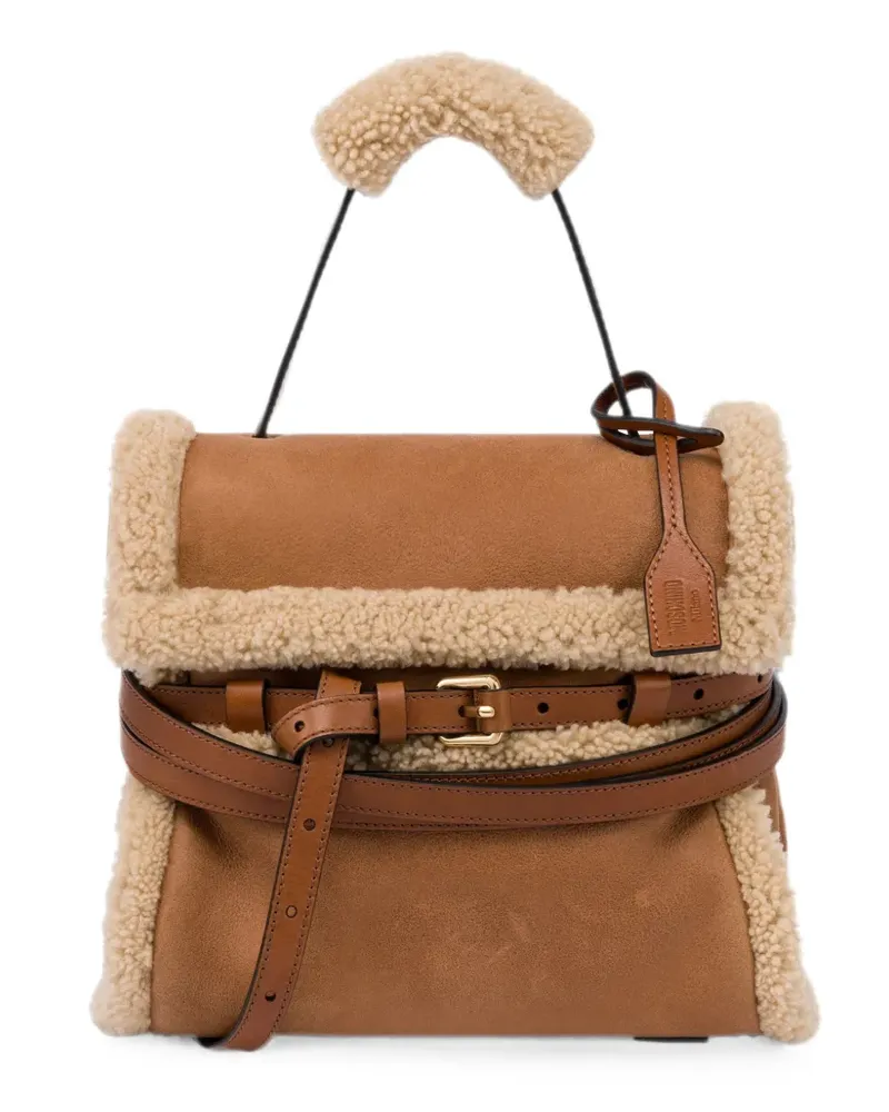 Moschino Schultertasche mit Shearling-Besatz - Braun Braun