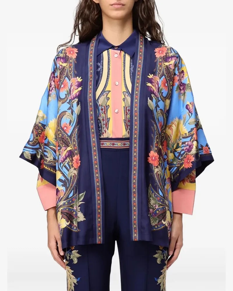 Etro Seidenjacke mit Paisley-Print - Blau Blau
