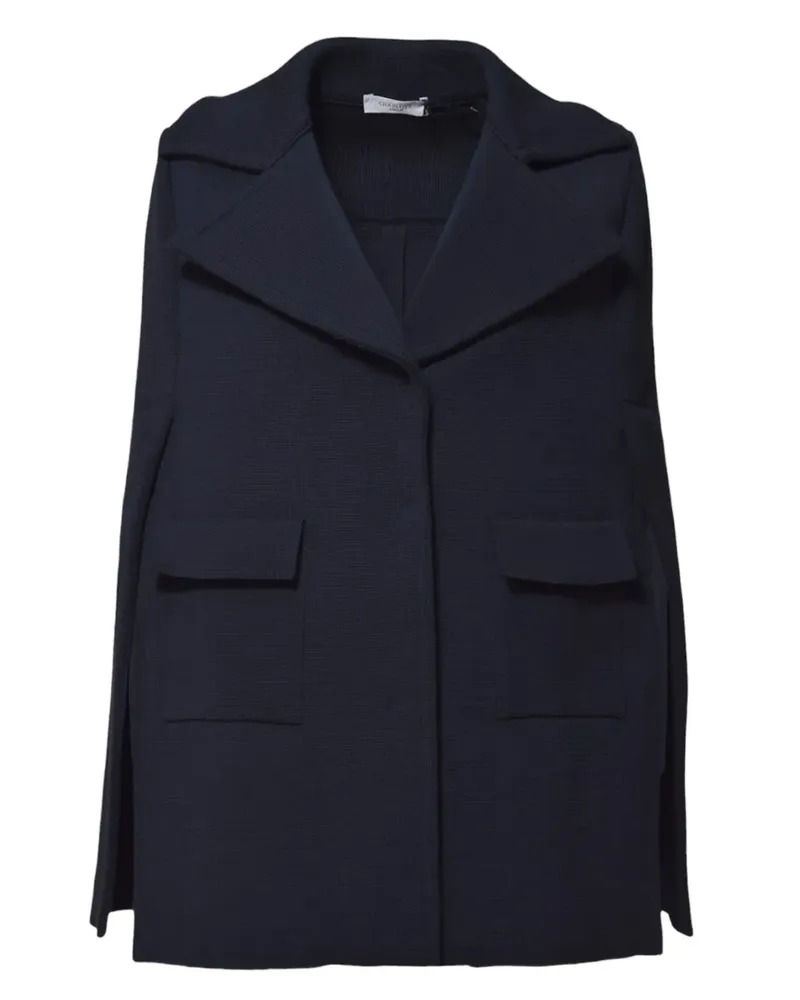 Charlott Cape mit breitem Revers - Blau Blau