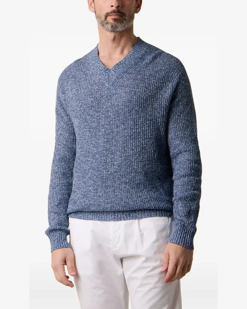 Brooks Brothers Mouliné-Pullover mit V-Ausschnitt - Blau Blau