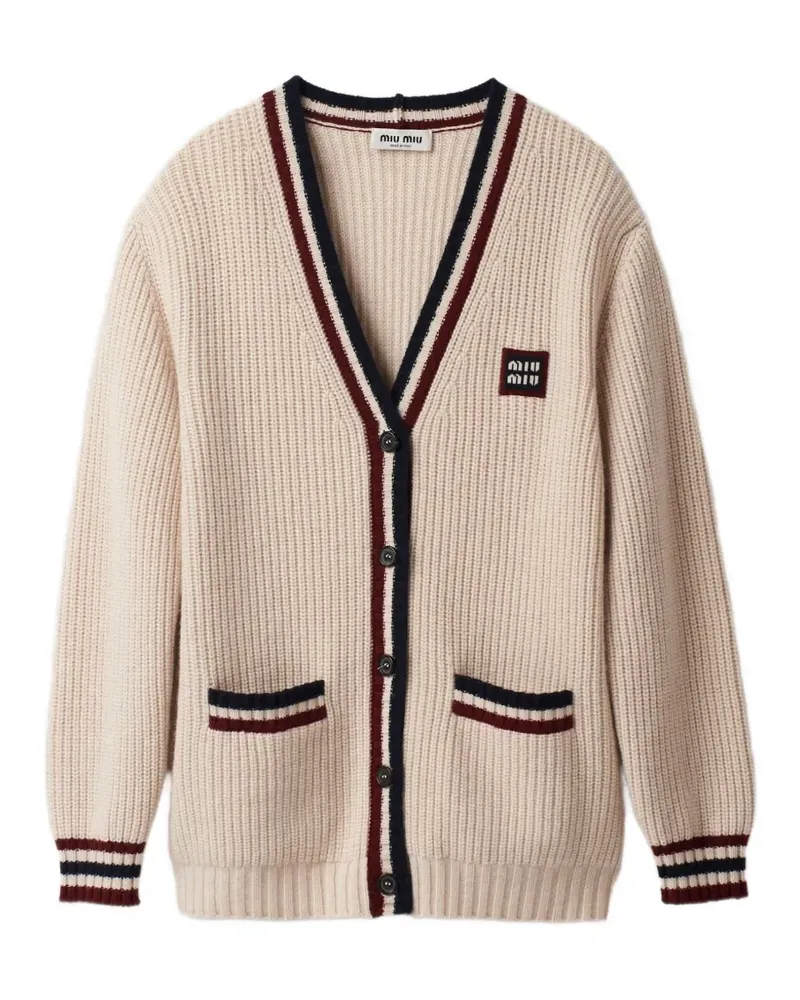 Miu Miu Cardigan mit Streifendetail - Nude Nude