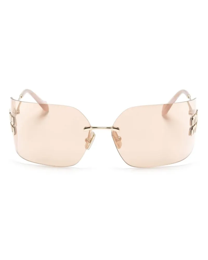 Miu Miu Sonnenbrille mit Logo-Schild - Gold Gold